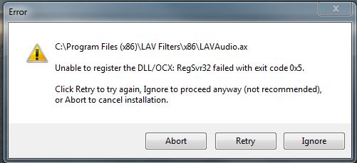 LAV Filter Error Message