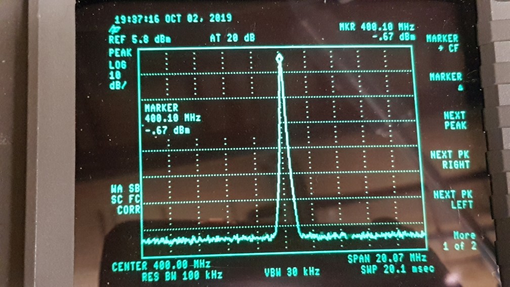 400 MHz and +5dBm produced this.