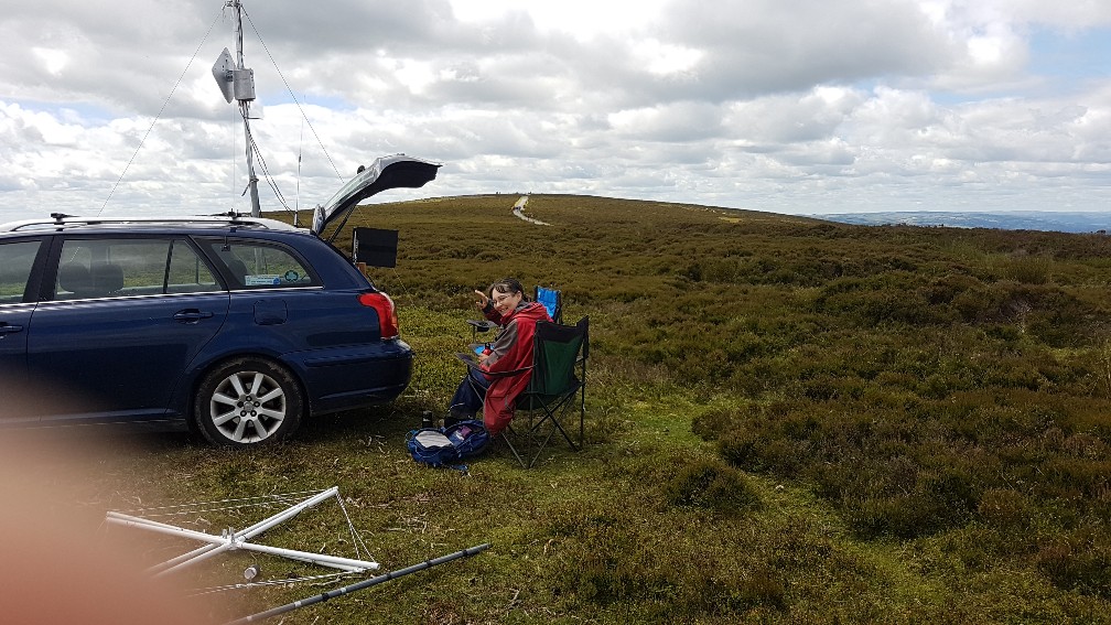 Ann-Charlotte and the station at the Long Mynd