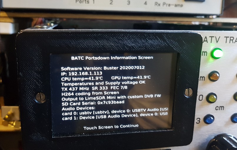 Info screen after factory reset.