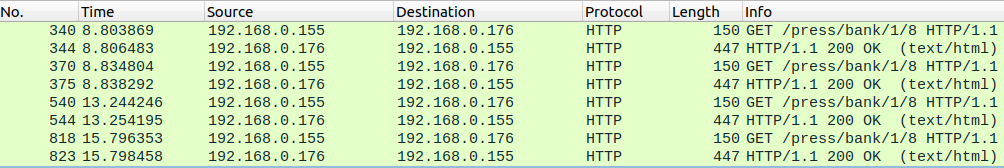 Packet Capture with output0netcommand=/press/bank/1/8 set